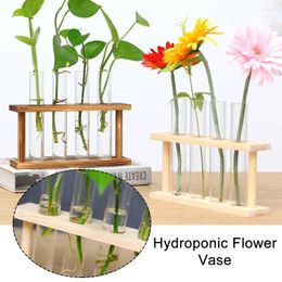 Vases Office Decor Wooden Frame Flower Arrangement Plant Pot Hydroponic Vase Test Tube Container Glass