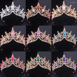 Hair Clips Baroque Crystal Crown Tiara For Women Bride Vintage Rhinestone Prom Diadem Bridal Wedding Accessories Jewellery