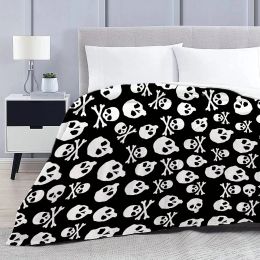 Halloween Skull Bones Throw Blanket, Super Soft Blanket for Gifts, Plush Lightweight Fuzzy Cosy Blanket, Microfiber for Couch an