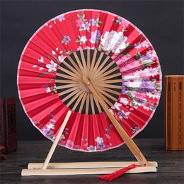 1Pc Chinese Style Bamboo Windmill Folding Fan Chinese Fans Flower Pocket Folding Hand Fan Round Circle Wedding Party Decor Gift