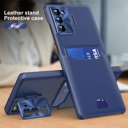 For Samsung Galaxy S23 Plus Case Leather Camera Lens Protect Stand Coque For Samsung S 23 + S23 Ultra 5G Card Holder Slot Cover