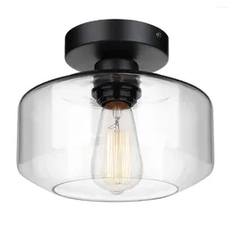 Ceiling Lights Industrial Semi Flush Mount Light Clear Glass Pendant Lamp Shade Farmhouse Lighting For Porch Hallway Kitchen Island