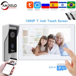 Touch screen intelligent visual doorbell with camera 7" 1080P WIFI visual intercom home outdoor apartment tuya visual door phone