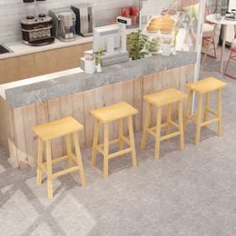 Nordic Saddle Stool Solid Wood Bar Chair Modern Contracted Milk Tea Shop High Stool Home Kitchen Dining Stool