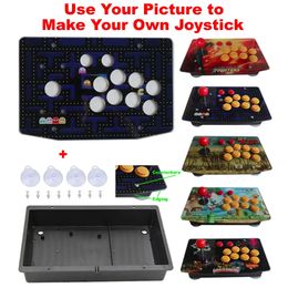 DIY Arcade Joystick Kits Parts Acrylic Artwork Panel 10 Buttons Flat Case Box 240410