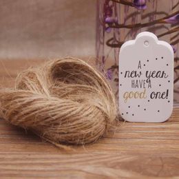 1.18x1.96"100pcs Kraft Gift Tags with 20m Rope Thank You Paper tags for Gift New Year Halloween Christmas Label Party Decoration