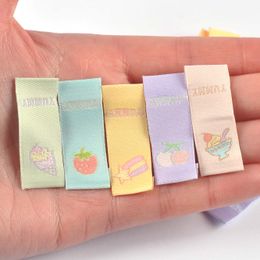 50pcs Ice Cream/Strawberry Embroidery Clothing Labels For Sewing Hats Bags Supplies DIY Crafts Accessories Knitted Tags c3612