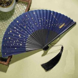 Decorative Figurines Creative Portable Hand-Held Fan Women's Chinese Antique Printing Folding Hanfu Dance Craft Decoration For Gift LE248