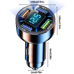 Car Charger 66w Quick Charge Adapter 4-Port USB PD QC 3.0 Car Charger LED Digital Display Real-time Monitoring Of Bat