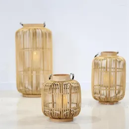 Candle Holders Decorative Stand Holder For Decoration Aromatic Wooden Lantern Container Porta Velas Home Decor AB50ZT