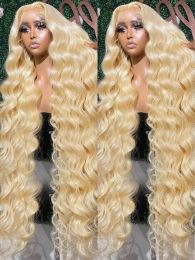 30Inch Water Wavy Transparent 13X4 HD Lace Frontal Wig For Women Brazilian 613 Honey Blonde Body Wave Lace Front Human Hair Wigs