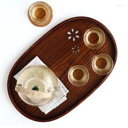 Tea Trays Oval Shape Tray Wooden Serving Coffee Drink Dessert Platter Snack Fruit Plate El Restaurant Food