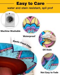 Mandala Pattern Round Elastic Edged Table Cover Protector Cloth Waterproof Polyester Tablecloth Rectangle Fitted Table Cover