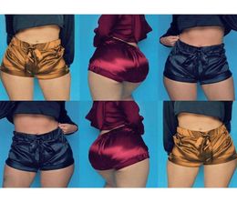 Soft Pink Silk Satin Shorts Women Sexy High Waist Bodycon Flannel Short Pants Pantalones Mujer Fitness Sleep Wear Women039s1619115