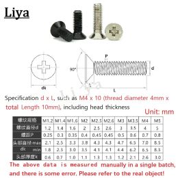 200pcs M2/2.5/3 * 4/5/6/8/10/12/14/16/18/20mm DIN965 Cross Recessed countersunk Head Phillips Screws KIT