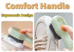 Multifunctional Soft-Bristled Shoe Brushes Long Handle Brush Automatic Filling Cleaning Agent Clothes Household Merchandises