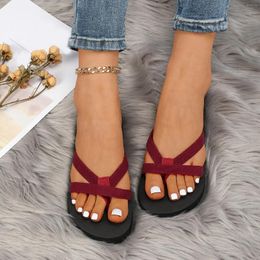 Sandals Women's Summer 2024 Fashion Slippers Square Head Solid Open Toe Outwear