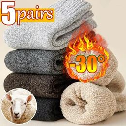 Men's Socks 5pairs Against Male Terry Warm Women Snow Thicker Super Merino Cold Men Winter Solid Wool