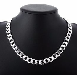 12 mm Curb Chain Necklace for Men Silver 925 Necklaces Chain Choker Man Fashion Male Jewellery Wide Collar Torque Colar6557913