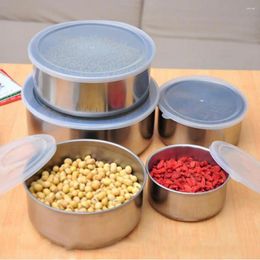 Bowls 5 Pcs/Set Stainless Steel Airtight Storage Container Vacuum Sealed Jug Preservation Box Case Grains Candy Keep Fresh