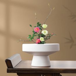 Flower Arrangement Ware Ceramic Flowerpot Desktop Storage Bonsai Copper Needle Floral Accessories Flower Vase Home Decoration