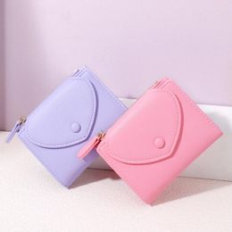 Storage Bags Simple Fashion PU Leather Coin Purse Women Girls Mini Solid Colour Purses Keychain Card Holder Wallets Cute Heart Shaped Wallet