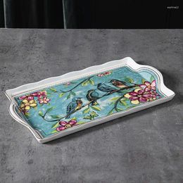 Mugs Ceramic Home Tray Light Luxury Exquisite European Style Rectangular Plate Storage Cake Fruit Gold Edge Elegant