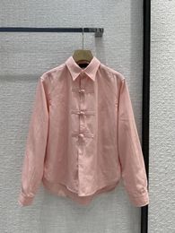 Women's Blouses Custom Dyed Pink Linen Shirt