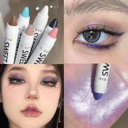 1pc Highlighter Shiny Glitter Eyeshadow Stick Eyeliner Silkworm Pen Matte Purple Pink Eye Liner Waterproof Brighten Girls Makeup