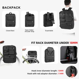 Rhinowalk Bike Pannier Bag 25L Cycling Backpack Shoulder Bag Big Capacity Saddle Bag Luggage With Raincover Bike Accessories
