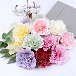 Decorative Flowers 5pcs 10CM Large Artificial Peony Flower High Quality Silk Rose For Wedding Party Home Decoration DIY Wreath Gift Clip Art