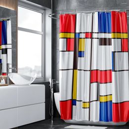 Shower Curtains Red Yellow And Blue Waterproof Curtain 1pcs