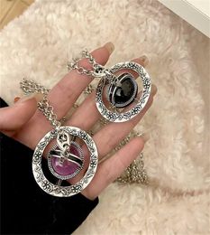 Purple Black Saturn Gold Necklaces Anime Nana Manga Planet Crystal Pendant Sweater Chain Trendy Wedding Jewellery Female5439491