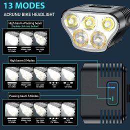 2023 Mountain Bike Light 5000 Lumens Bike Lights for Night Ridind 20000 mAh USB Rechargeable IP64 Waterproof MTB Bike Headlight