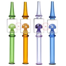 Colorful Thick Glass Smoking Mushroom Style Oil Rigs Hookah Shisha Smoking Waterpipe Banger Bong Bubbler Nails Tip Portable Filter Cigarette Holder Mouthpiece DHL