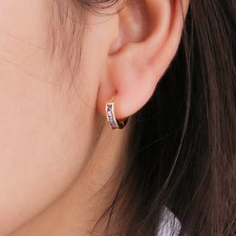 New CZ Huggie Hoop Earrings for Women Multicolor Crystal Gold Color Small Earring Trend Cartilage Piercing Jewelry
