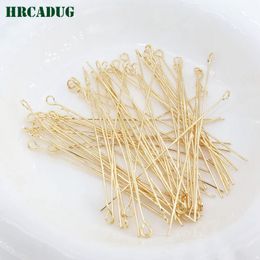 18K Gold Plated Eye Head Pins High Quality Brss Metal 9 Word Pins DIY Jewellery Making Accessories Needles Findings Wholesale Lots