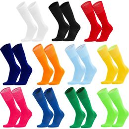 Solid Colour Men Women Anti Slip Sports Soccer Socks Long Breathable Sweat-absorbing Match Training Football Socks 240322