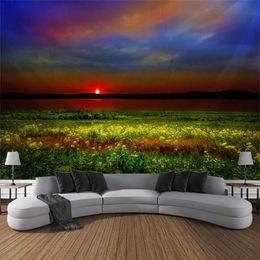 sunrise Tapestries and Colorful forest tapestry sunset oil painting wall hanging cloth Bohemian art decoration room wall decoration R0411