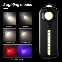 USB Recharge LED Flashlight Work Light Keychain Flashlight for Police Shoulder Clip Lights Warning Flashing Light Outdoor Lamp