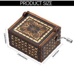 Valentine's Day Wooden Suitable Gifts Birthday Black Engraved You are My Sunshine Music Box Musical Boxes Hand-Cranked
