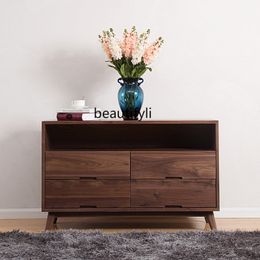 Nordic Solid Wood Sideboard Cabinet Japanese-Style Storage Cabinet Four-Bucket Cabinet Multi-Functional Side Cabinet Locker