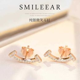 Luxury Brand Home Earrings S925 Silver Classic Smooth Face Full Diamond Smiling 18K Rose Gold for Womens Small Fragrant Wind With Logo