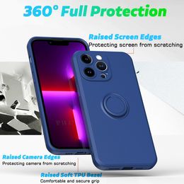 Liquid Silicone Soft Gel Rubber Slim Cover with Ring Kickstand Shockproof Case For iPhone 14 Pro MAX/14 Plus 6.7/14 Pro 6.1/14