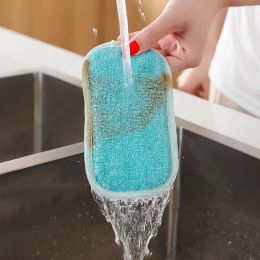 1Pcs/4Pcs Double Sided Kitchen Cleaning Dishwashing Magic Scrubber Sponge Household Cleaning Tools Dish Washing Scouring Pad