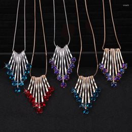 Pendant Necklaces Geometric Austrian Crystal Cube Necklace Luxury Fashion Rhinestone Long Statement Jewellery Women Party Ornament