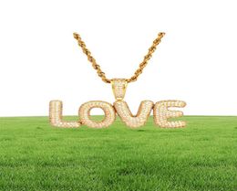 New Men039s Custom Name Small Bubble Letters Necklaces Pendant Ice Out Cubic Zircon Hip Hop Jewellery Rope Chain Two Color2732726