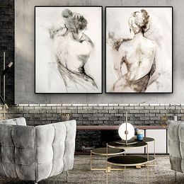 Abstract Sexy Woman Naked Back Posters Nude Art Canvas Prints Portrait Decorative Painting Wall Pictures for Living Room Decor