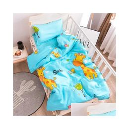 Bedding Sets 3Pcs Garten Duvet Er Crib Linen Kit Children Cartoon Animal Set Without Filler Boy Girl Pure Cotton Pillowcase 240328 Dro Otnvg