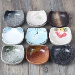 Japanese small square dish Ceramic seasoning Hot pot sauce dish Soy tray Cold dishes for snacks Dessert tableware pot sauce